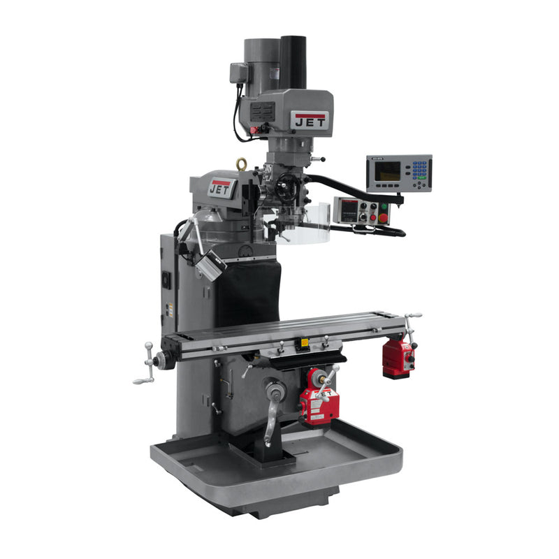 Jet 690528 JTM-949EVS Mill With 3-Axis Knee, Acu-Rite 200S, X & Y Powerfeeds, Air Powered Draw Bar