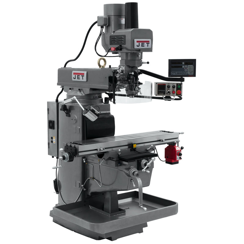 Jet 690645 JTM-1050EVS2 Mill With 3-Axis Quill, Newall DP700, X Powerfeed, Air Powered Draw Bar