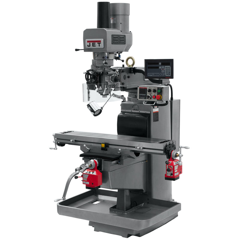 Jet 690647 JTM-1050EVS2 Mill With 3-Axis Quill, Newall DP700, X & Y Powerfeed, Air Powered Draw Bar