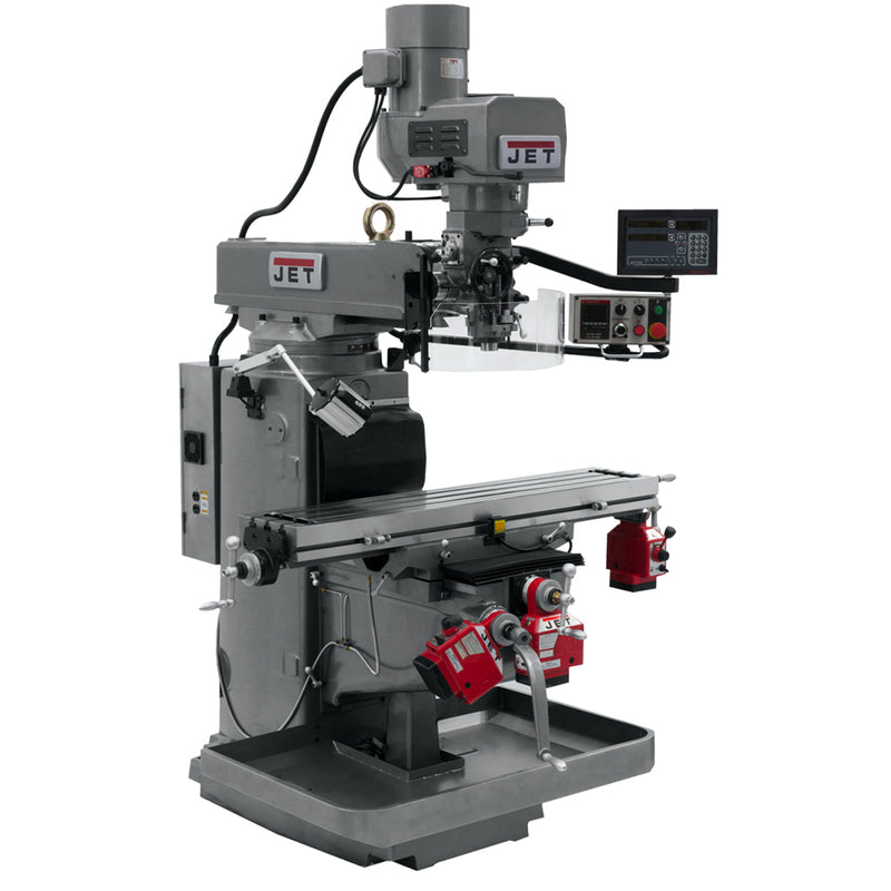 Jet 690648 JTM-1050EVS2/230 Mill With 3-Axis Newall DP700 DRO (Quill) With X, Y and Z Powerfeeds