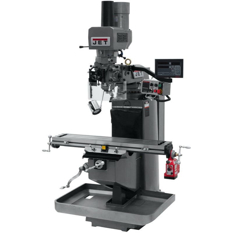 Jet 690546 JTM-949EVS Mill With 3-Axis Newall DP700 DRO (Quill), X Powerfeed, Air Powered Draw Bar
